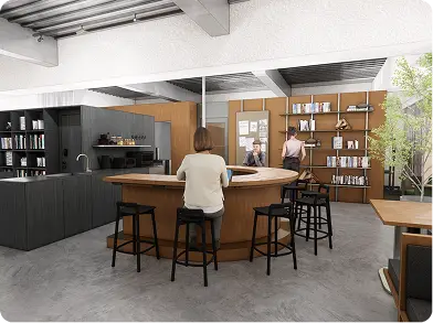 写真：2階 MOV LOUNGE ダイニングエリア