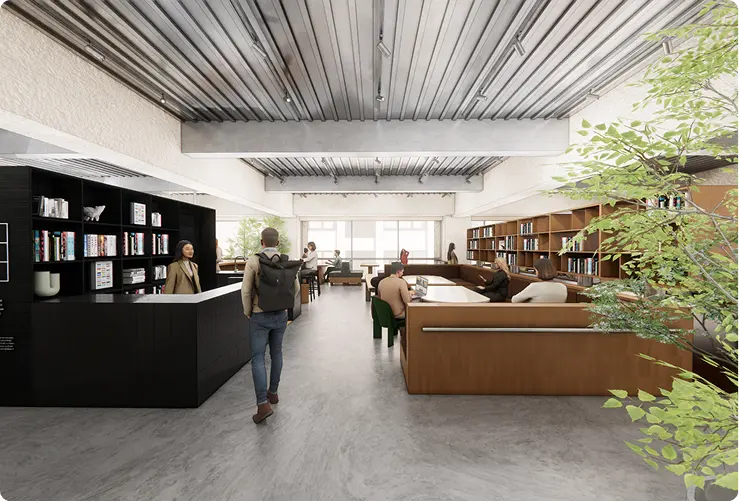 写真：2階 入居者専用 大型ラウンジ