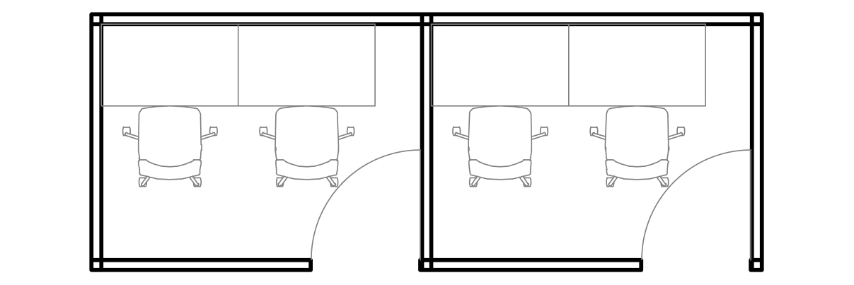 平面図：ハイブース（2席）