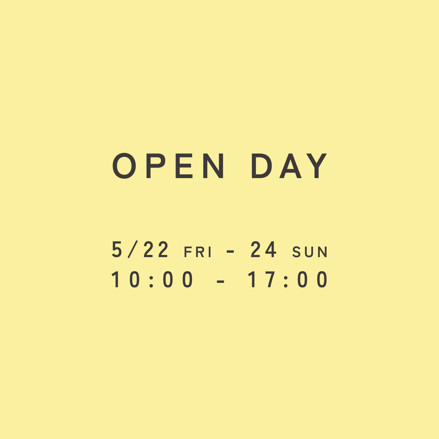 2026年5月OPEN DAY